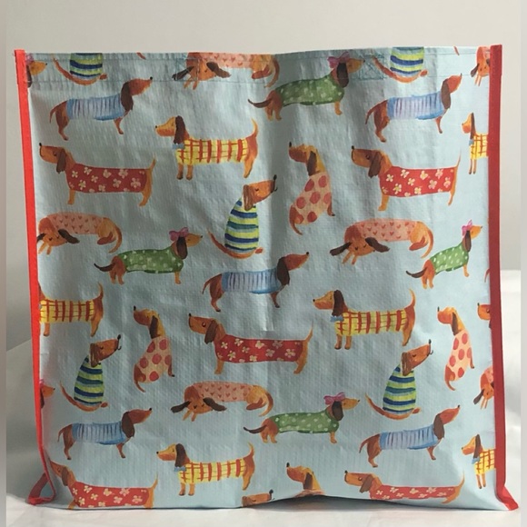 Marshall Tote Reusable shopping bag doggies graphic blue. - Picture 2 of 4